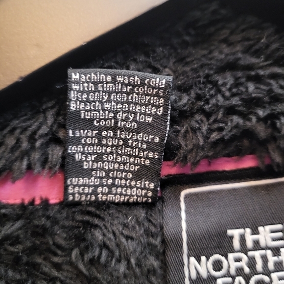 THE NORTH FACE Fleece Teddy Jacket Black w Pink Accents Girls Size XL - Picture 4 of 8